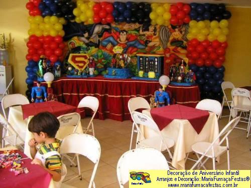 Liga da Justia - Decoraão de Aniversrio Infantil - MariaFumaaFestas® - Taguatinga-DF - fone: (61)35636663