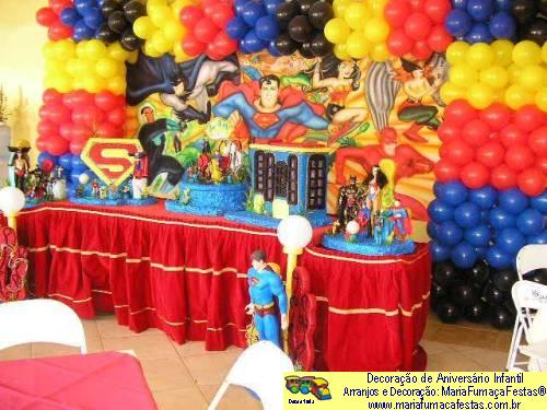 Liga da Justiça - Decoração de Aniversário Infantil - MariaFumaçaFestas® - Taguatinga-DF - fone: (61)35636663