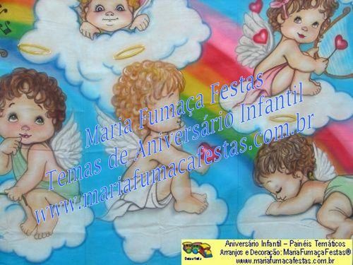 Painel Temtico Anjinho (foto 01), Velinha Personalizada, Lembrancinhas de Mesa, Temas Infantis, Decoraão Infantil, Dicas de Festa Infantil, Piruliteiro Temtico, MariaFumaaFestas, Maria Fumaa Festas