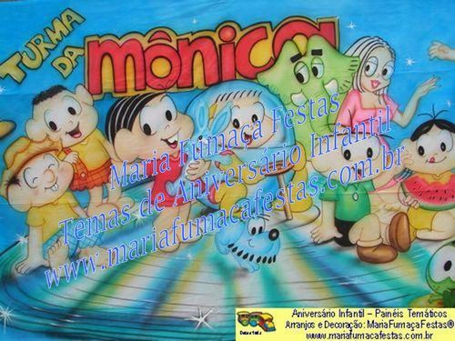 Painel Temtico Turma da Mnica (foto 73), Velinha Personalizada, Lembrancinhas de Mesa, Temas Infantis, Decoraão Infantil, Dicas de Festa Infantil, Piruliteiro Temtico, MariaFumaaFestas, Maria Fumaa Festas