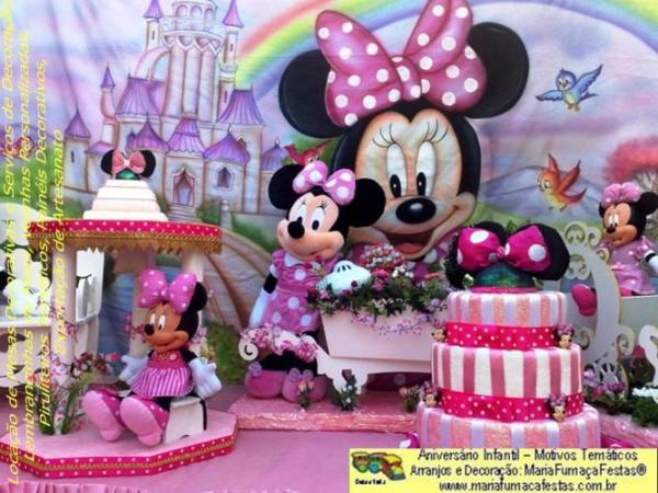 Temas Infantis desenvolvidos pela Maria Fumaa Festas - Decoraão de festa Minnie Rosa da Maria Fumaa Festas