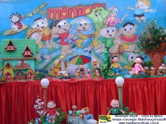 (01) Decoraão Turma da Mnica - Temas Infantis, Aniversrio Infantil, Lembrancinhas de Mesa, Decoraão Infantil