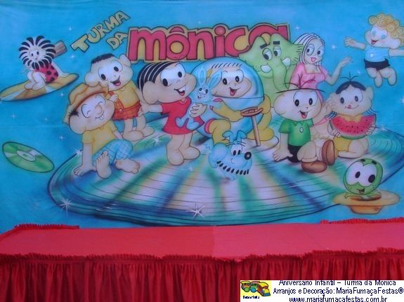 (02) Decoraão Turma da Mnica - Temas Infantis, Aniversrio Infantil, Lembrancinhas de Mesa, Decoraão Infantil