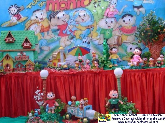 (03) Decoraão Turma da Mnica - Temas Infantis, Aniversrio Infantil, Lembrancinhas de Mesa, Decoraão Infantil