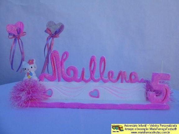 Hello Kitty - Velinha Personalizada para aniversrio infantil - Maria Fumaa Festas - Tema Infantil - Decoraão de Aniversrio Infantil