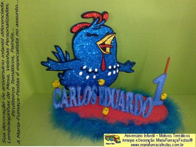 Decoraão de Aniversrio Infantil - Velinha Temtica - Galinha Pintadinha - Maria Fumaa Festas 