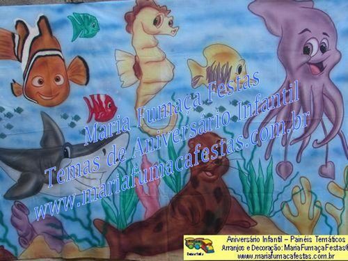 Painel Temtico Fundo do Mar / Nemo (foto 39), Velinha Personalizada, Lembrancinhas de Mesa, Temas Infantis, Decoraão Infantil, Dicas de Festa Infantil, Piruliteiro Temtico, MariaFumaaFestas, Maria Fumaa Festas