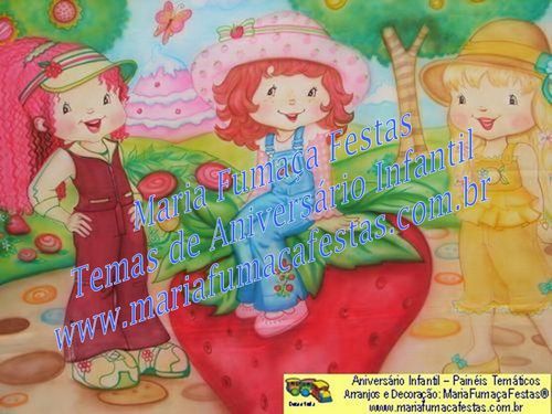 Painel Temtico Moranguinho (foto 53), Velinha Personalizada, Lembrancinhas de Mesa, Temas Infantis, Decoraão Infantil, Dicas de Festa Infantil, Piruliteiro Temtico, MariaFumaaFestas, Maria Fumaa Festas