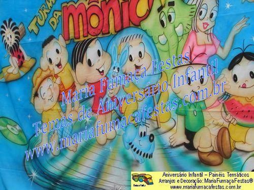 Painel Temtico Turma da Mnica (foto 75), Velinha Personalizada, Lembrancinhas de Mesa, Temas Infantis, Decoraão Infantil, Dicas de Festa Infantil, Piruliteiro Temtico, MariaFumaaFestas, Maria Fumaa Festas